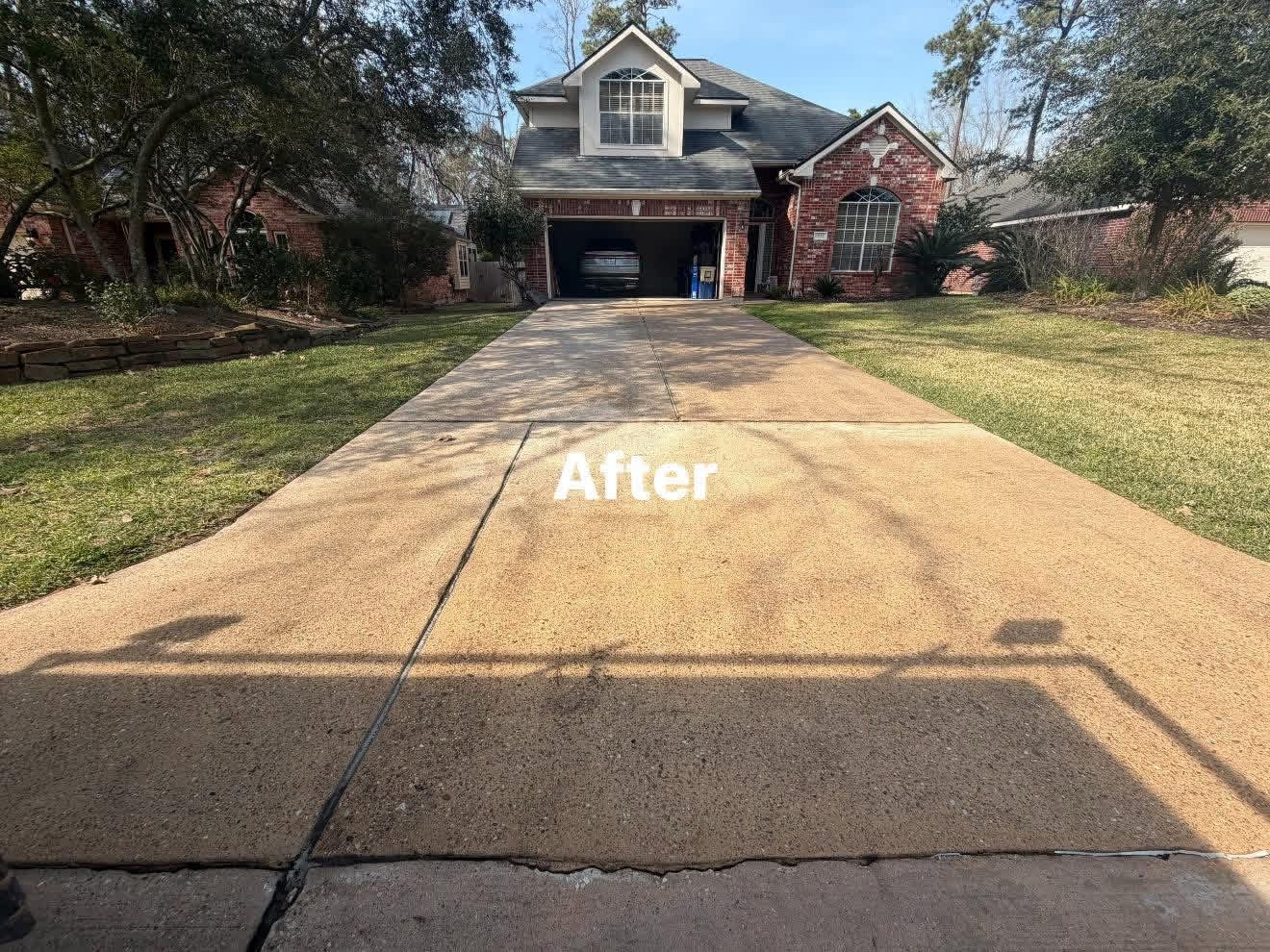 Driveway after pressure washing